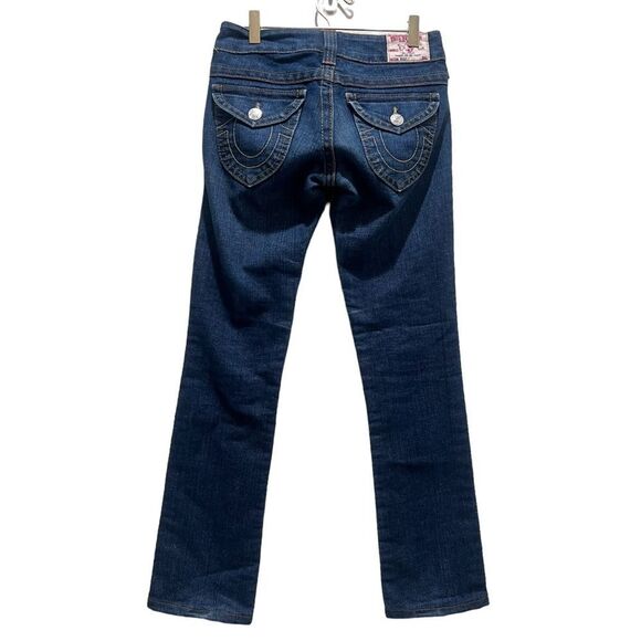 Y2K Vintage True Religion Billy Jeans Mid Rise Straight Leg Dark Blue 24 MINT - Picture 4 of 11